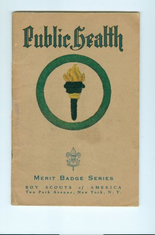 Public Health Tan Merit Badge Book Copyright 1938,  Printed October,  1938