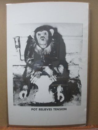 Vintage Black And White Poster Pot Relieves Tension 1970 