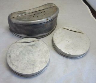 Vintage Fishing Bait Box For Belt & 2x Line Tins