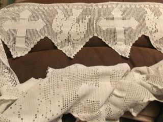 Vintage Handmade Crochet Deep Edging Crosses And Doves For Bunting Etc Long