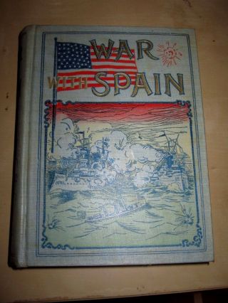 History Of Our War With Spain (1898) Poster,  Map.  Antique Military