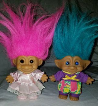 Vintage 1990s Russ Sweet Sixteen Pink Hair 5in Troll With Date