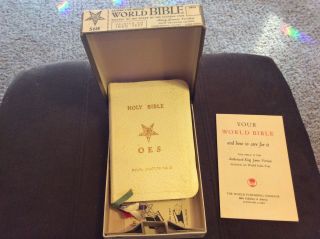 1950 Order Of Eastern Star White Holy Bible W/box Printed Cleveland Presented