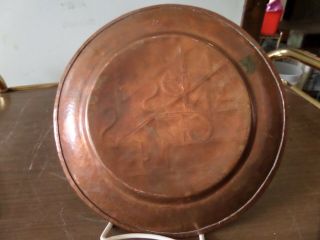 Vintage Hand Hammered Scribed Copper Plate Los Angeles Art Deco Made in Germany 3
