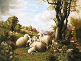 Vintage Victorian Sheep Rural Landscape Lamb Canvas Farm Art Print 11 " X 8.  5 "