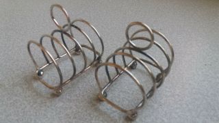 Lovely Pair Vintage Silver Plated Toast Racks - 3 X 3 X 2 Inches