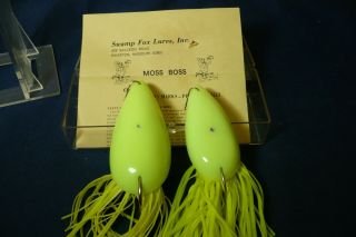 Vintage Lure - (2) Pre - Heddon Swamp Fox Moss Bosses (1) 3/8 Oz.  (1) 1/2 Oz.