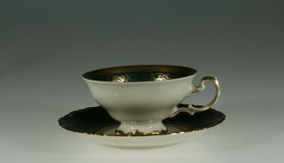 Bavaria Green and Gold Tea Cup and Saucer,  Germany U.  S.  Zone,  c.  1948 - 50 4