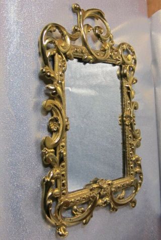 Wall Mirror In Ornate French Brass Frame 11x17 " - Mirror In
