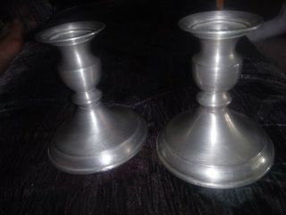 2 Leonard Pewter Weighted Candle Holder 