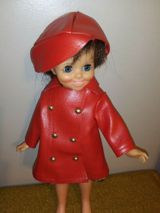 VINTAGE DOLL Red vinyl raincoat for VELVET MIA Coat Mommy - made 2
