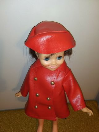 VINTAGE DOLL Red vinyl raincoat for VELVET MIA Coat Mommy - made 3