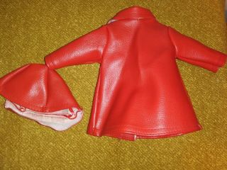 VINTAGE DOLL Red vinyl raincoat for VELVET MIA Coat Mommy - made 5