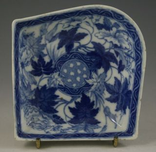 Antique Pottery Pearlware Blue Transfer Wedgwood Hibiscus Pattern Pickle 1820