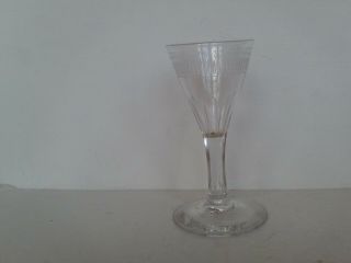 Antique 18th C Georgian Cut And Engraved Gin Or Wine Glass