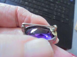 ANTIQUE VICTORIAN SILVER BROOCH SET WITH AMETHYST STONE 8