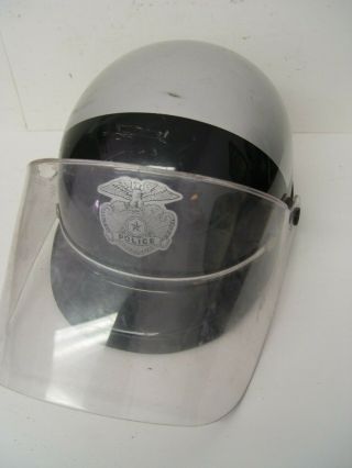 Vintage Police Motorcycle Helmet With Visor And Face Shield Grey / Black