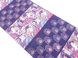 90228 Japanese Kimono / Antique Fukuro Obi / Hattori Orimono / Woven Kabuki