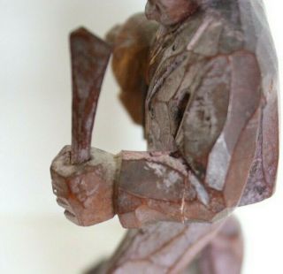 Man Carrying Dog,  ca.  13cm Black Forest (?) Carved Painted Figure 2