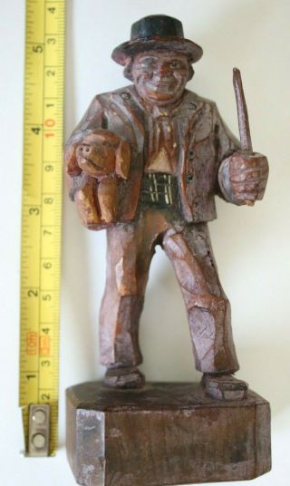 Man Carrying Dog,  ca.  13cm Black Forest (?) Carved Painted Figure 5