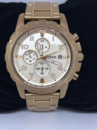 Fossil Fs4867 Dean Chronograph Mens Gold Stainless Steel Analog Dial Watch Bb237