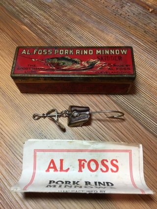 Vintage Fishing Lure Al Foss Skidder W/box Paper Tough Old Bait