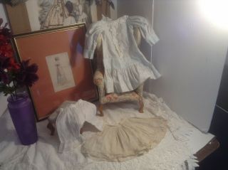 15 " Vintage Cotton Print Drop Waist Doll Dress - Pantaloons & Petticoat