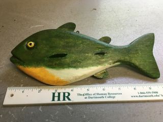 Vintage Folk Art 10 " Wooden Hand Carved Fishing Lure W/glass Eyes
