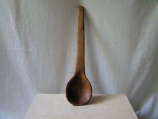 Antique Primitive Hand Carved 13 " Wooden Spoon Ladle