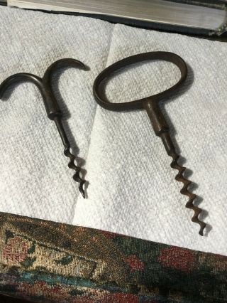 Two Early 19th Century Iron Corkscrews 1850 - 1880 Period