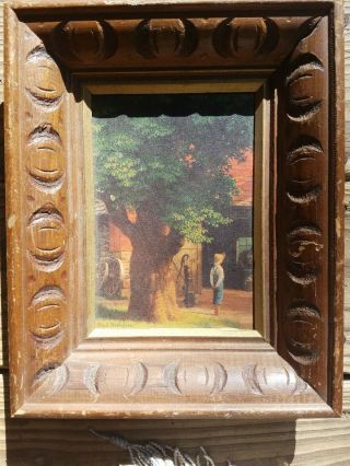 Paul Detlefsen Framed Print - Small Vintage Of Small Boy And Oaktree And A Well