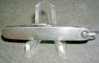 Unusual Antique N & H Sterling Silver Handle Whittler Pocket Knife Dated 1916