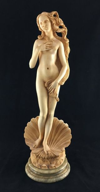 Vintage Birth Of Venus Botticelli Sculpture 16 " On Marble Base By A Giannelli