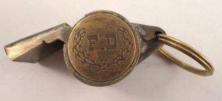 F.  D.  Fd Fire Department Whistle Solid Brass Key Ring Chain Fob A40