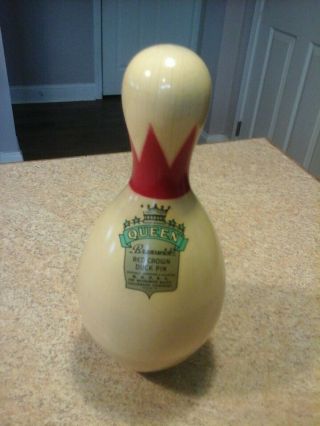 Vintage Brunswick QUEEN Red Crown Duck Pin NDPBC Official Bowling Pin 2