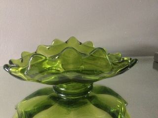 Vintage Green Glass Curved Dish Retro Bowl Neon Depression Candy Antique Plate