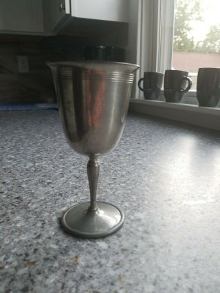 Vintage Pewter Goblet Wine Glass