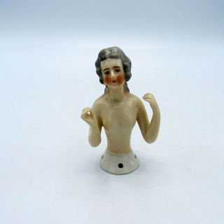 Antique Goebel Nude Porcelain Half Doll Pin Cushion Figurine Arms Away,  Nr