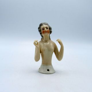 Antique Goebel Nude Porcelain Half Doll Pin Cushion Figurine Arms Away,  NR 2