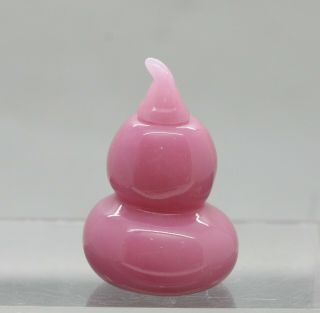 Vintage Chinese Handmade Pink Glass Gourd Shape Scent Snuff Bottle