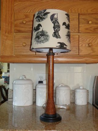 Vintage Primitive Beehive Textile Spool Lamp Folk Art (vintage Patriotic Shade)