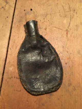 Revolutionary War 18th Century Leather Shot Bag With Carved Spout Hard To Find