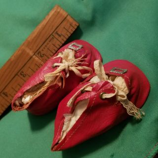 Antique Doll Shoes For Antique German? Doll Oilcloth 3 1/2 - 4 Inches Long