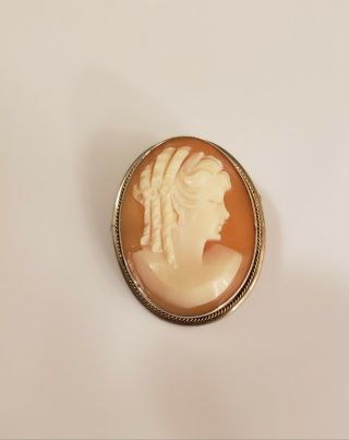 Antique Fine Shell Cameo Brooch/pendant Sterling Silver 925 Stamped On Back
