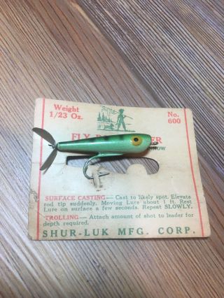 Vintage Fishing Lure Shur - Luk Fly Rod Plopper Minnow Nos On Card Old