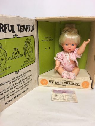 Vintage 1965 Mattel Cheerful Tearful Doll In Her Box