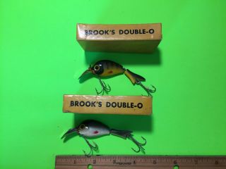 2 Vintage Brooks Jointed Double O Lures In Boxes With - 1 With Lit.  1 No Lid