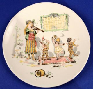Antique Sarreguemines France Cabinet Plate - Dancing Winged Nymphs In Costume