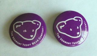 2 Cool Vintage Vermont Teddy Bear Company Toy Store Advertising Pinbacks