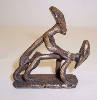 Vintage Miniature Bronze Tribal Figures Gold Weight African Fertility Erotic Art